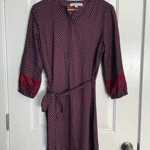 LOFT Purple and Red Long Sleeve Dress